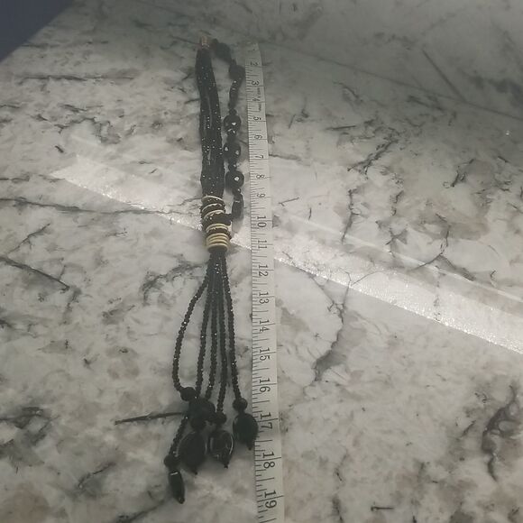 Black sparkly bead necklace - Picture 11 of 12